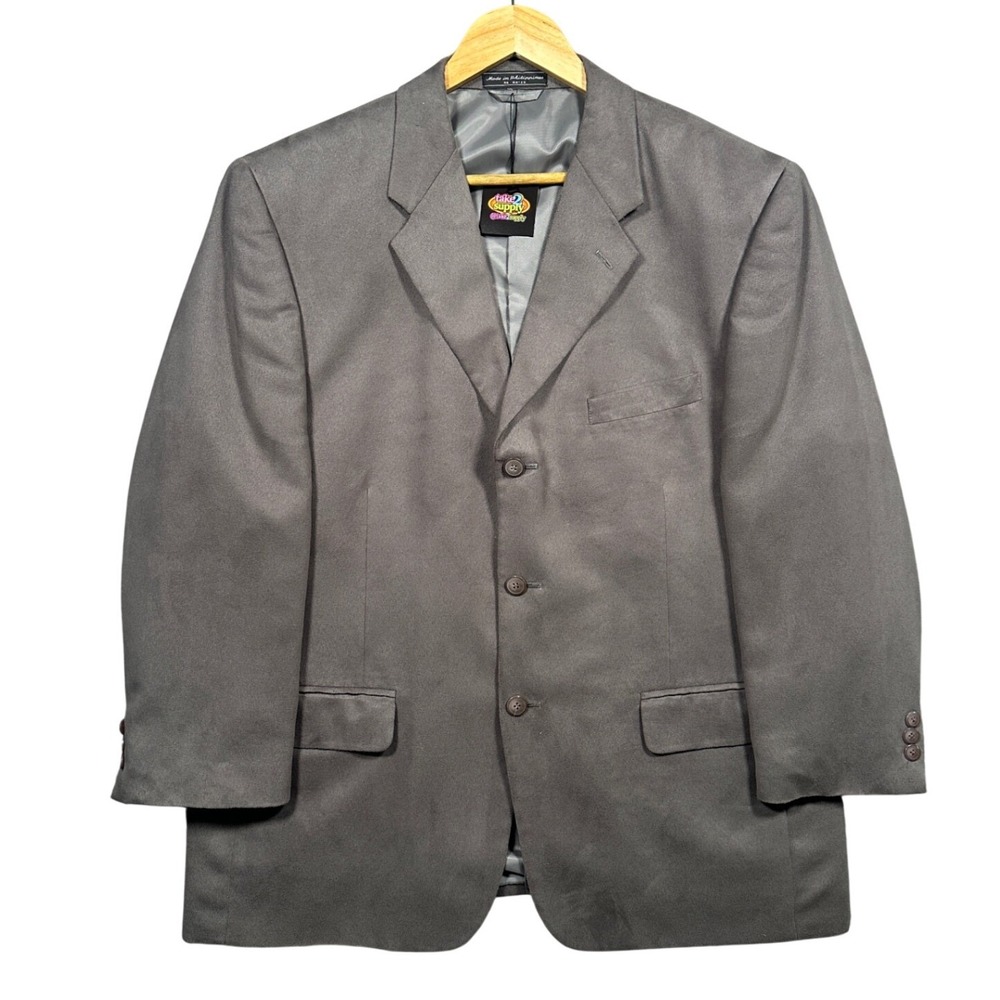 Jeffrey Banks SupraSuede Grey 3-Button Blazer Sport Coat Mens Size 44S